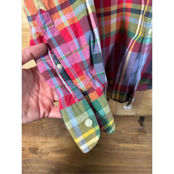 J.Crew Factory Summer Plaid Shirt Men's Size Medium Long Sleeve Button-Up Shirt - Picture 4 of 10